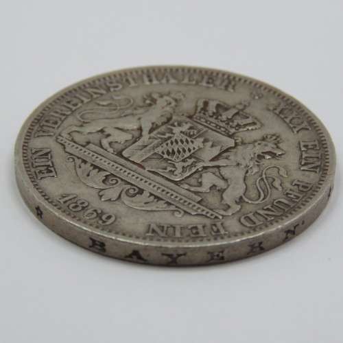 1869 German States Bavaria Vereinsthaler XF Ein Pfund Fein