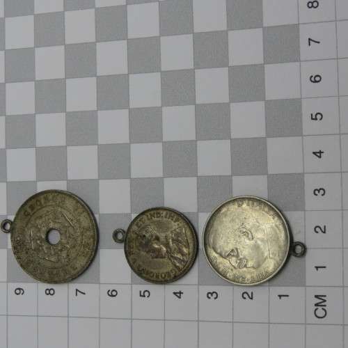 Lot of 8 coins made into pendants - Some silver in here