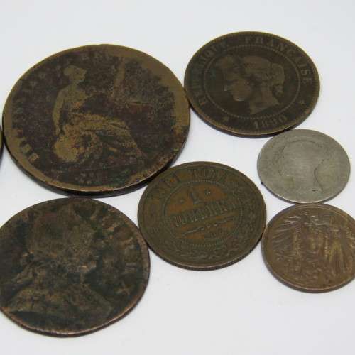 Lot of 8 old coins - Each one over 100 years old - Some from 1700's