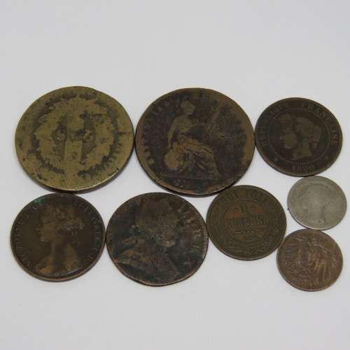 Lot of 8 old coins - Each one over 100 years old - Some from 1700's