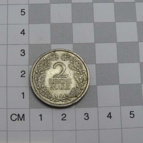 1927 J Germany Weimar Republic 2 Reichmark AU+ - Mint Lustre