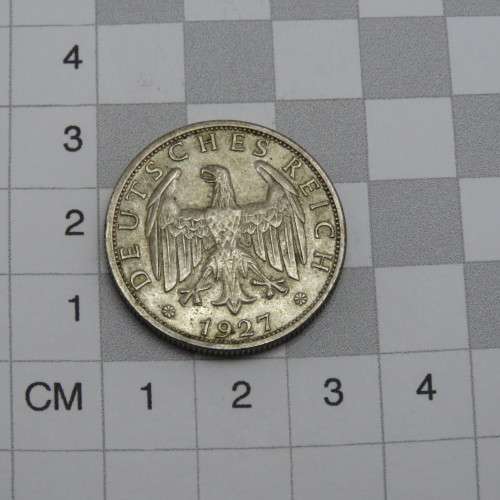 1927 J Germany Weimar Republic 2 Reichmark AU+ - Mint Lustre