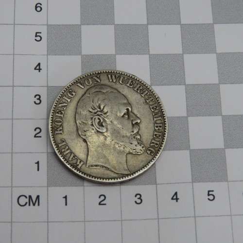 1869 German States Wurttemberg Thaler - Scarce - 31000 minted VF+
