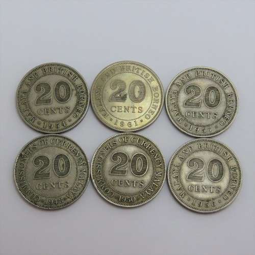 Malaya and British Borneo 20 cents - 1948, 1950, 1954, 1956, 1957, 1961