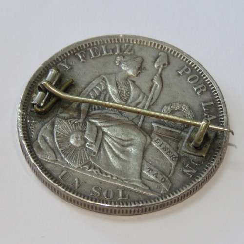 Peru 1880 crown made into brooch