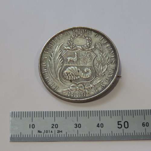 Peru 1880 crown made into brooch