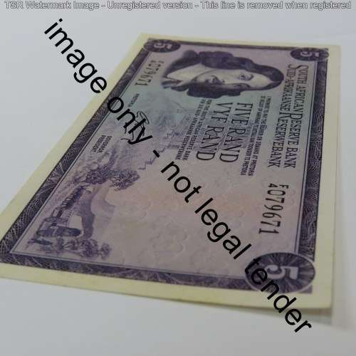 Rissik 2nd Issue R5 banknote Crisp uncirculated with some dark marks