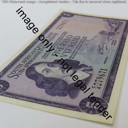 Rissik 2nd Issue R5 banknote Crisp uncirculated with some dark marks