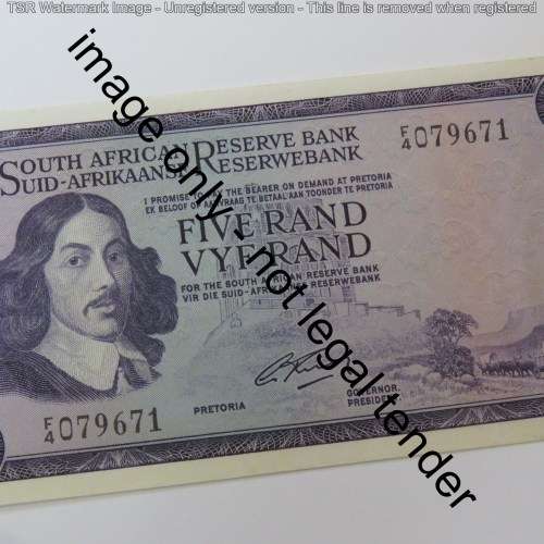 Rissik 2nd Issue R5 banknote Crisp uncirculated with some dark marks