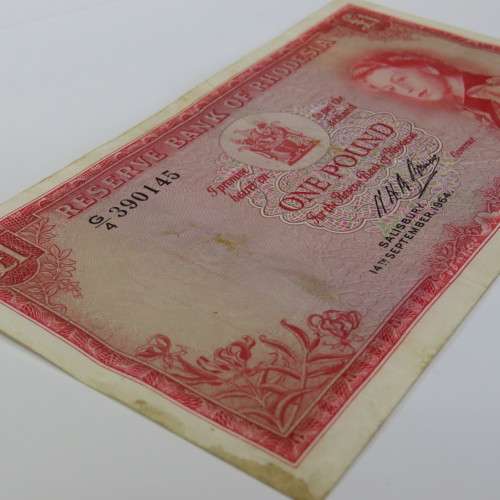 Reserve Bank of Rhodesia One Pound G4 Salisbury 14 September 1964