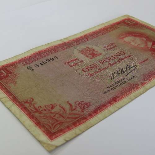 Reserve Bank of Rhodesia One Pound G9 - 19 October 1964