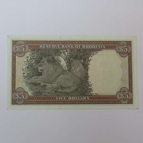 Reserve Bank of Rhodesia Five Dollars 2 October 1978 Crisp uncirculated