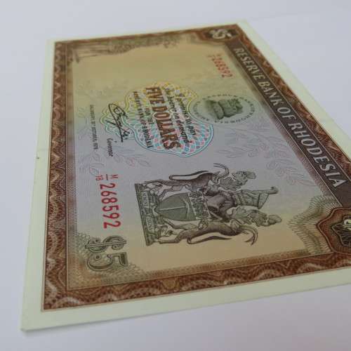 Reserve Bank of Rhodesia Five Dollars 2 October 1978 Crisp uncirculated