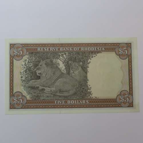 Reserve Bank of Rhodesia Five Dollars 20 October 1978 - Choice uncirculated