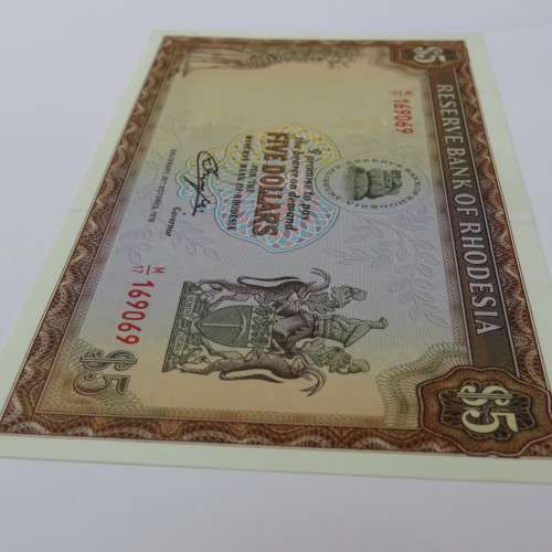Reserve Bank of Rhodesia Five Dollars 20 October 1978 - Choice uncirculated