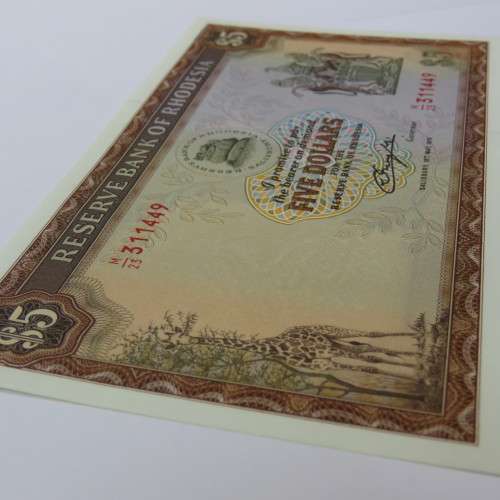 Reserve Bank of Rhodesia Five Dollars 15 May 1979 Crisp Uncirculated