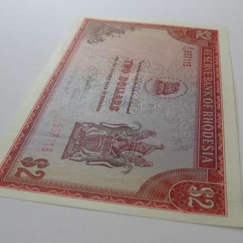 Reserve Bank of Rhodesia Two Dollars 24 May 1979 - Uncirculated - Very light crease