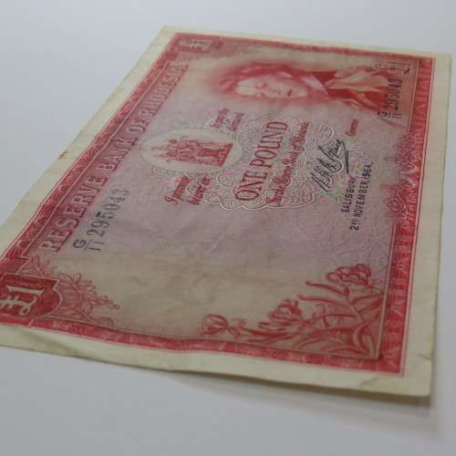 Reserve Bank of Rhodesia One Pound G11 Salisbury 2 November 1964 aEF