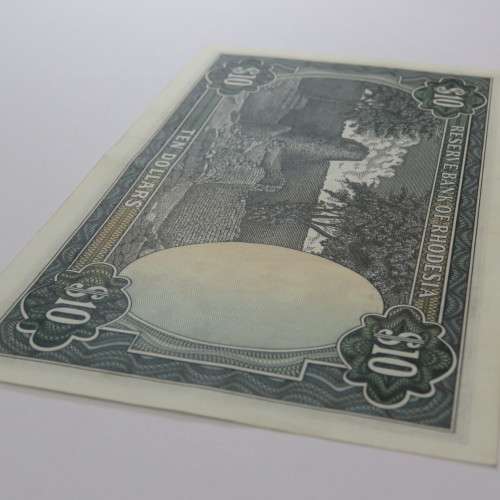 Reserve Bank of Rhodesia Ten Dollars 1 March 1976 AU+ (UNC with centre dent)