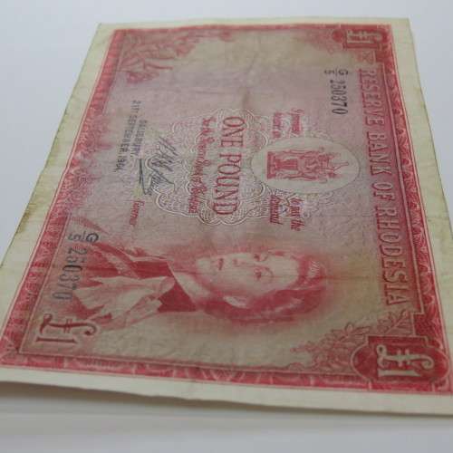 Reserve Bank of Rhodesia One Pound G5 Salisbury 21 September 1964 - Fine