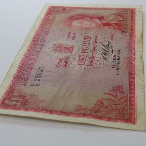 Reserve Bank of Rhodesia One Pound G5 Salisbury 21 September 1964 - Fine