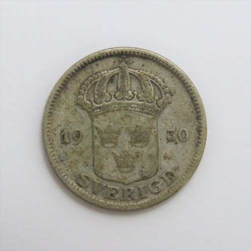 1930 Sweden silver 50 Ore G mintmark