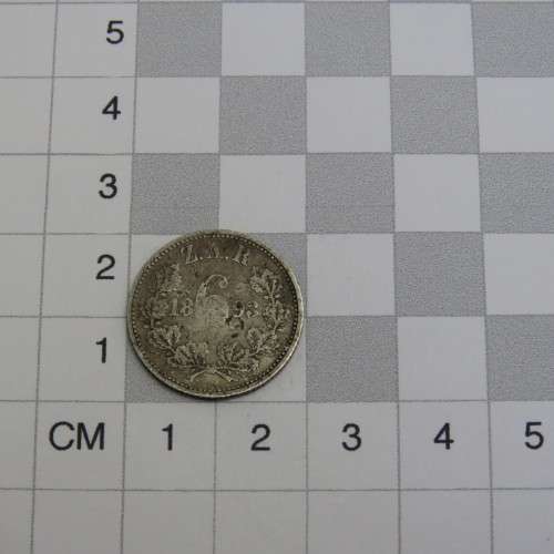 1893 ZAR Paul Kruger sixpence well used