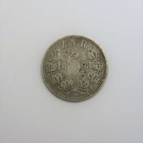 1893 ZAR Paul Kruger sixpence well used