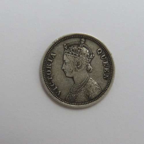 1862 British India Quarter Rupee silver coin