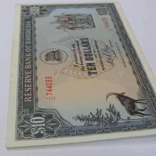 Reserve Bank of Rhodesia Ten Dollars 15 December 1973 uncirculated