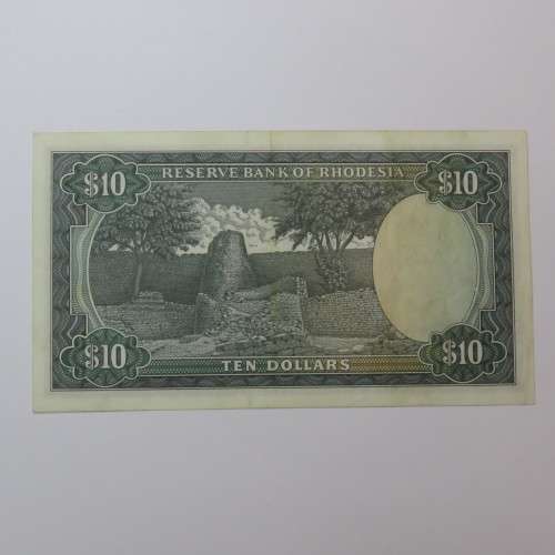 Reserve Bank of Rhodesia Ten Dollars 1 March 1976 AU+ with light creasing