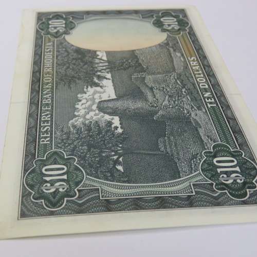 Reserve Bank of Rhodesia Ten Dollars 1 March 1976 uncirculated with light dirt staining