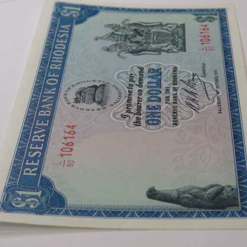 Reserve Bank of Rhodesia one dollar 15 October 1974 choice uncirculated