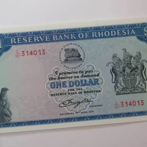 Reserve Bank of Rhodesia One Dollar 18 April 1978 Crisp Uncirculated