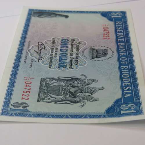 Reserve Bank of Rhodesia one dollar 1 November 1976 crisp uncirculated