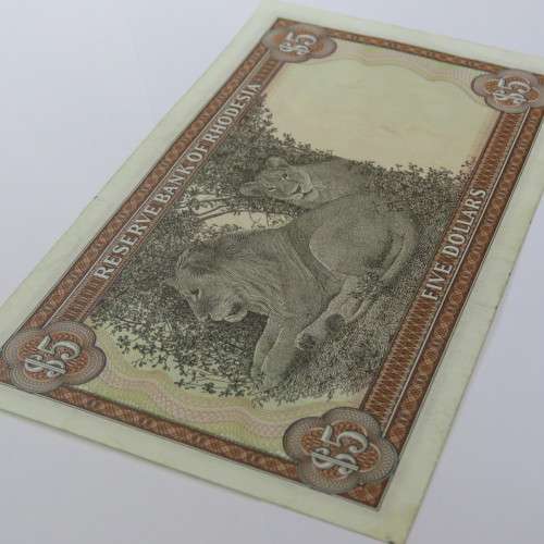 Reserve Bank of Rhodesia Five Dollars - 20 October 1978 - AU with small rust mark bottom
