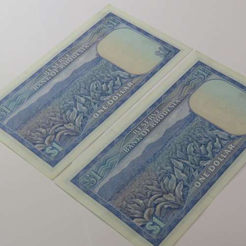 Reserve Bank of Rhodesia One dollar 15 October 1974 lot of 6 banknotes