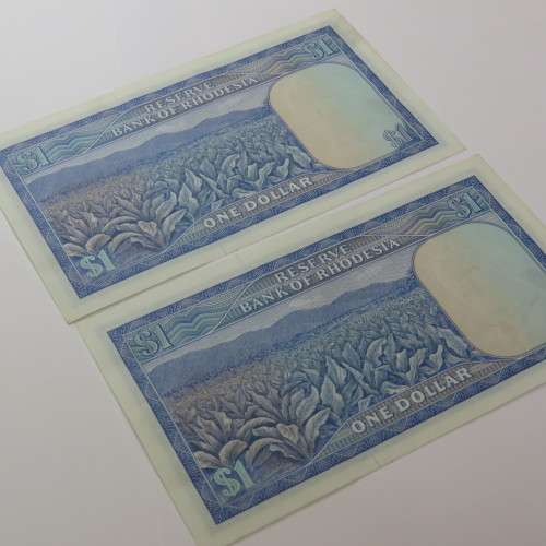 Reserve Bank of Rhodesia One dollar 15 October 1974 lot of 6 banknotes