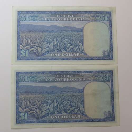 Reserve Bank of Rhodesia One dollar 15 October 1974 Lot of 4 banknotes uncirculated