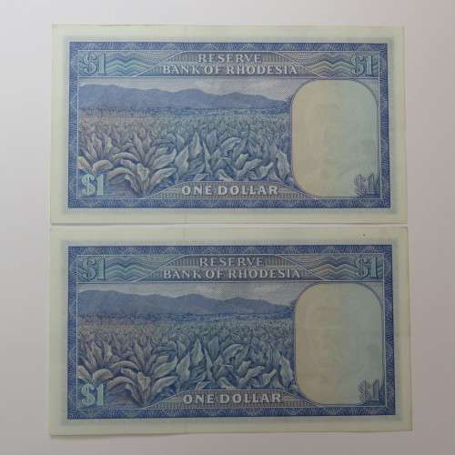 Reserve Bank of Rhodesia One dollar 15 October 1974 Lot of 4 banknotes uncirculated