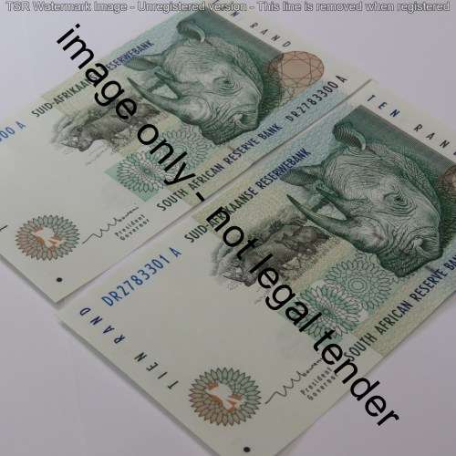 Mboweni First Issue lot of 4 uncirculated R10 banknotes