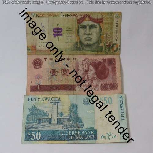 Lot of 10 old world banknotes