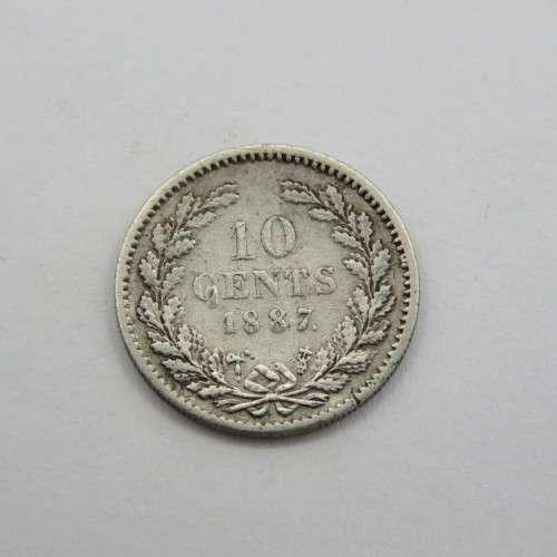 Netherlands 1887 Willem 3 Ten cents - extra metal blob on bottom of C - error