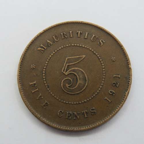 Mauritius 1921 Bronze 5 cents - VF