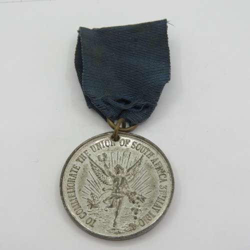 1910 Union of South Africa medallion with blue ribbon