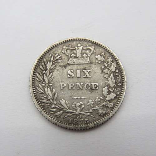 Greta Britain 1875 sixpence with die number 24 - uncirculated