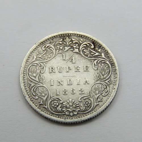 British India 1862 Silver quarter Rupee - VF