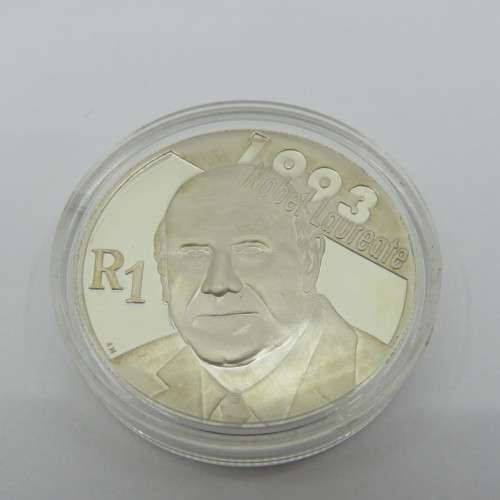 South Africa 2007 De Klerk and Mandela R1 silver coins in original capsules untouched