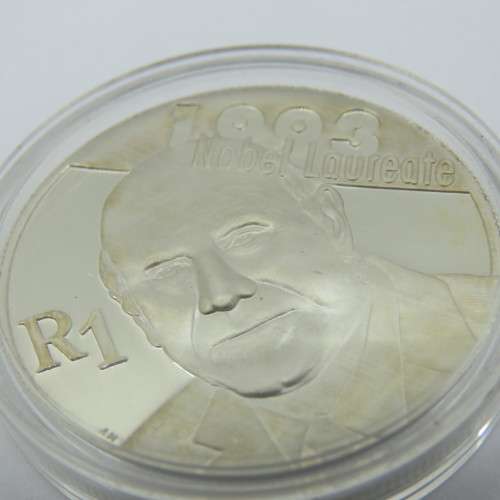 South Africa 2007 De Klerk and Mandela R1 silver coins in original capsules untouched