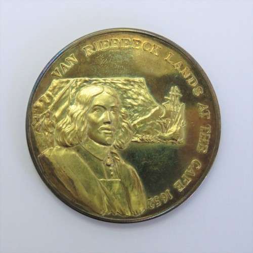 Sterling silver medallion Van Riebeeck lands in the Cape 1652